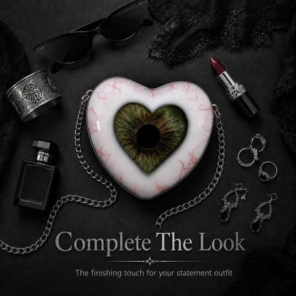 🖤👁 Gothic Heart Eye Statement Crossbody Bag