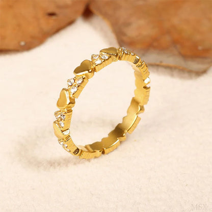 ⏰ Women's Elegant Heart Eternity Ring – Micro-Paved Zircons, Stainless Steel, Stackable ✨
