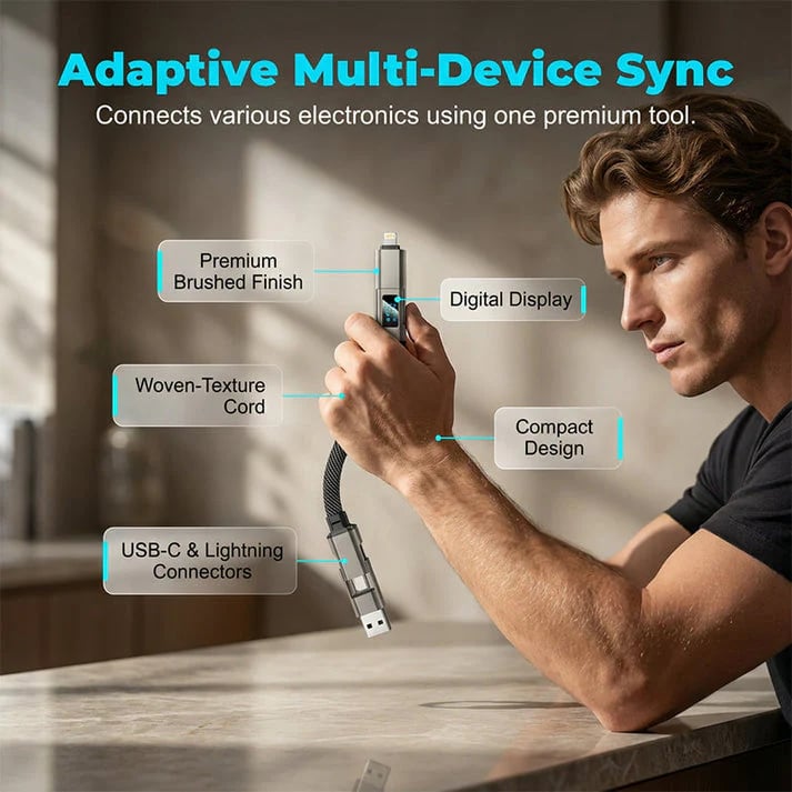 🔥HOT SALE 49% OFF🔥4-in-1 Digital Display Keychain Charging Cable