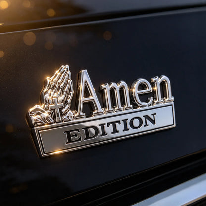 Amen Edition Metal Emblem | 3D Chrome Cross & Wings Badge with 3M VHB Adhesive for Pickups, SUVs & Tailgates 🚘