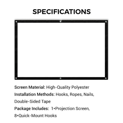 High Definition Projection Screen - 120-inch Diagonal with Matte White Surface for Crystal Clear Home Cinema Experience 🎬🌟