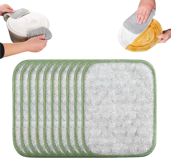 ⚡Double-Sided Non-Scratch Scrubber - Steel Wire Cleaning Cloth for Pots, Pans & Cookware
