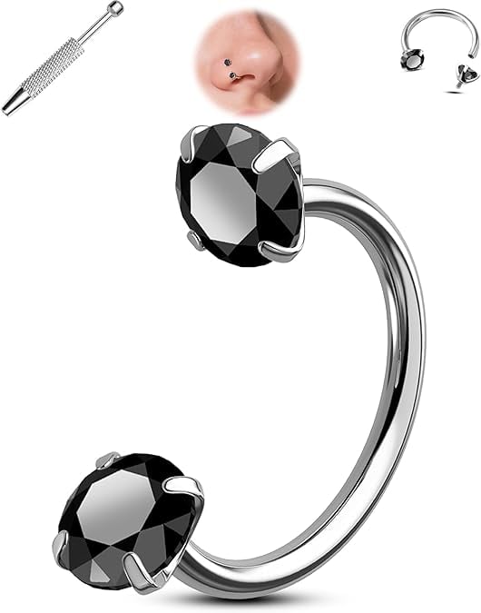 🔥Last Day 50% OFF - Horseshoe Gem Nose Ring – Internally Threaded & Comfortable