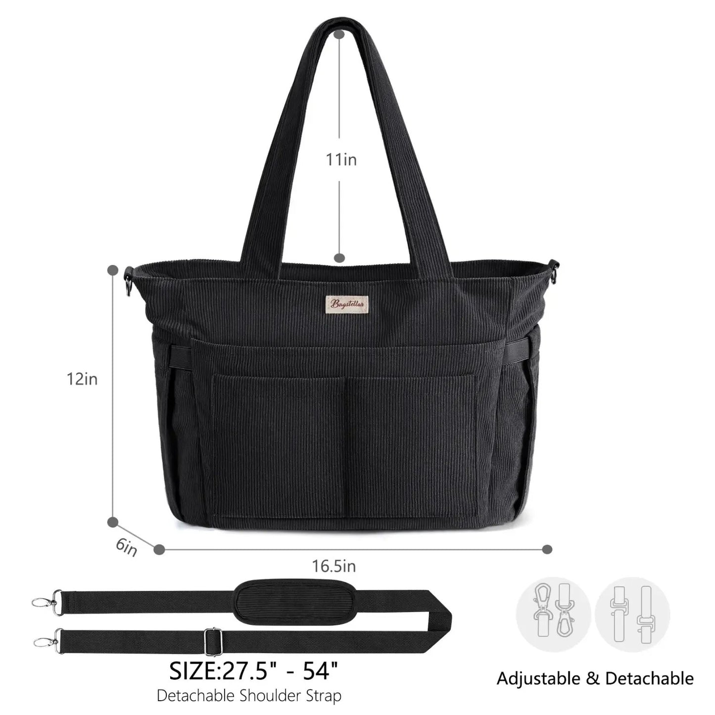 🎒Corduroy Tote Bag for Women, 15.6 inch Laptop Work Bags with Large Cup Holder