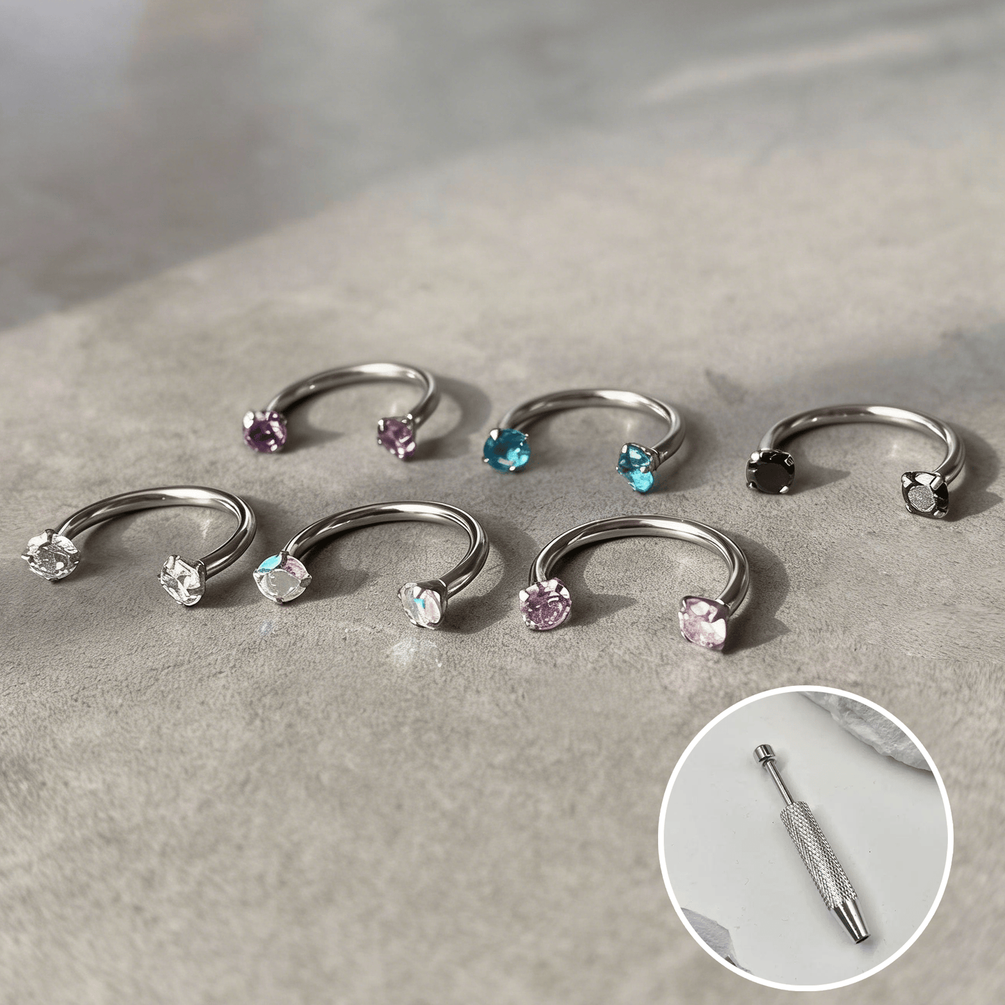🔥Last Day 50% OFF - Horseshoe Gem Nose Ring – Internally Threaded & Comfortable