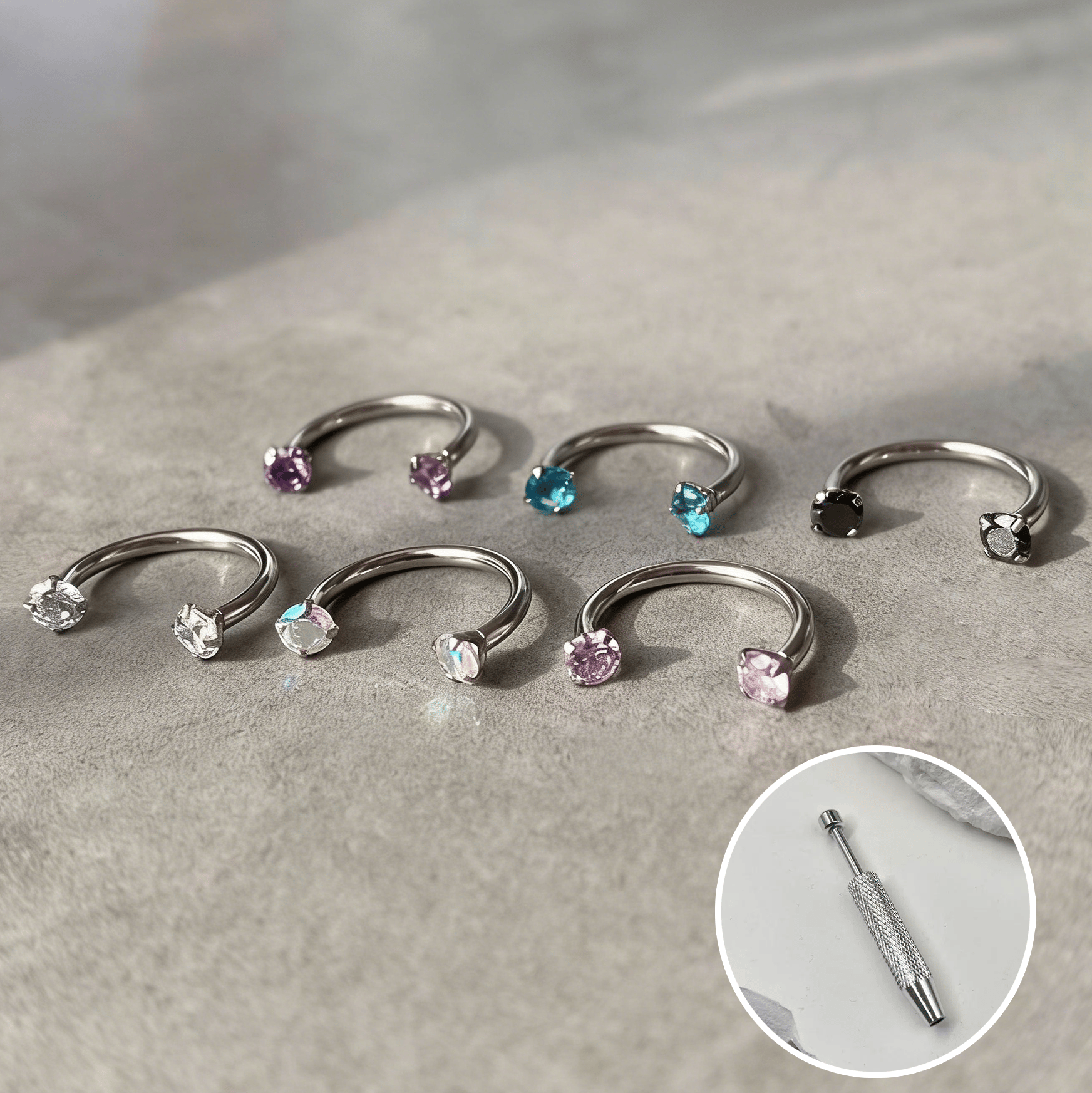 🔥Last Day 50% OFF - Horseshoe Gem Nose Ring – Internally Threaded & Comfortable