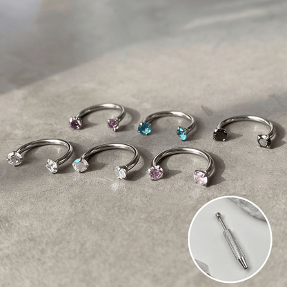 🔥Last Day 50% OFF - Horseshoe Gem Nose Ring – Internally Threaded & Comfortable