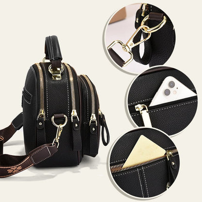 👜Classic Leather Crossbody Bag with Adjustable Strap & Multiple Pockets✨