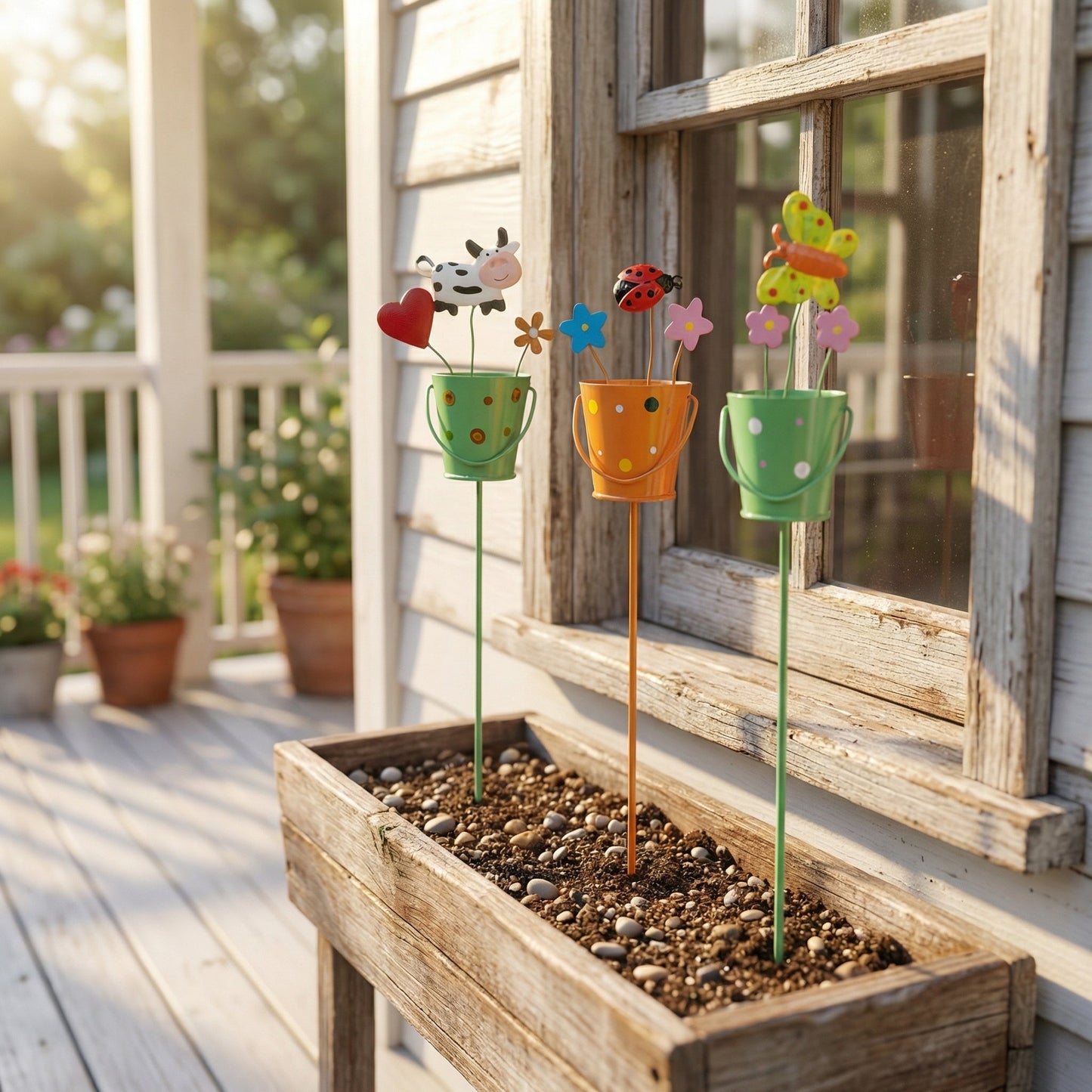 🪴Set of 3 Metal Flower Pot Garden Stakes