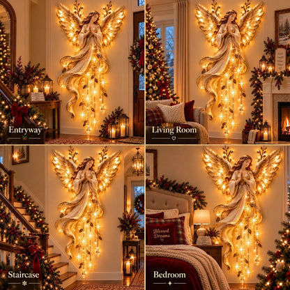 ✨Guardian Angel Starfall Cascade – Lighted Faith & Blessing Christmas Wall Decor✨