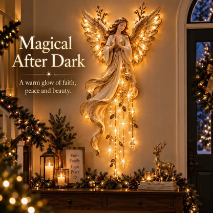 ✨Guardian Angel Starfall Cascade – Lighted Faith & Blessing Christmas Wall Decor✨