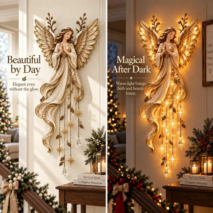 ✨Guardian Angel Starfall Cascade – Lighted Faith & Blessing Christmas Wall Decor✨