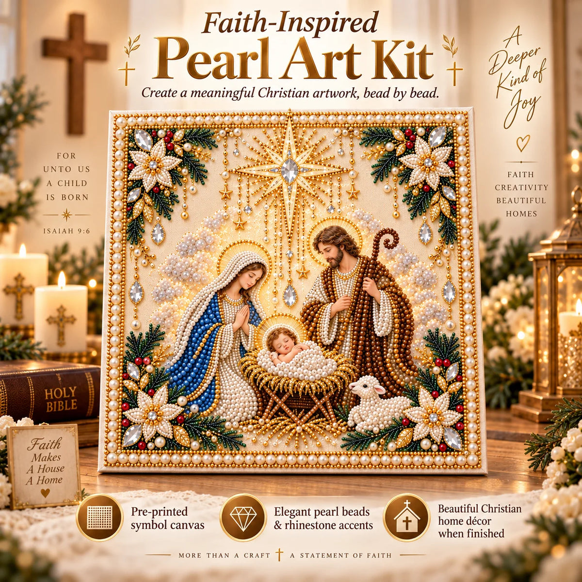 🙏✝️diy Christian Pearl Artwork Kit✈️ Buy 2+ Get Free Shipping