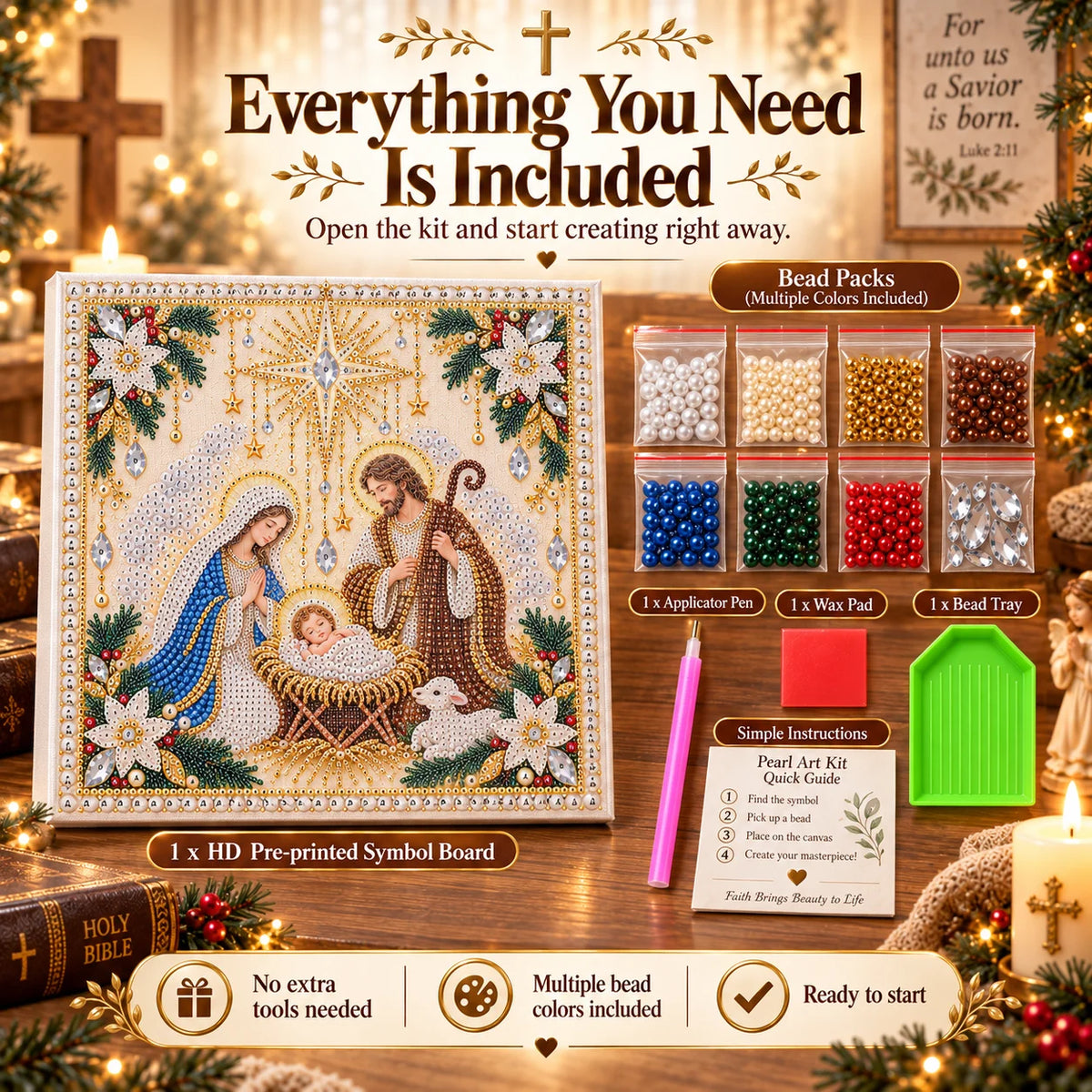 🙏✝️diy Christian Pearl Artwork Kit✈️ Buy 2+ Get Free Shipping