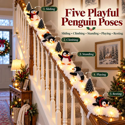 🔥Hot Sale 49% OFF🔥Playful Penguin Snowy Stair Railing Decor