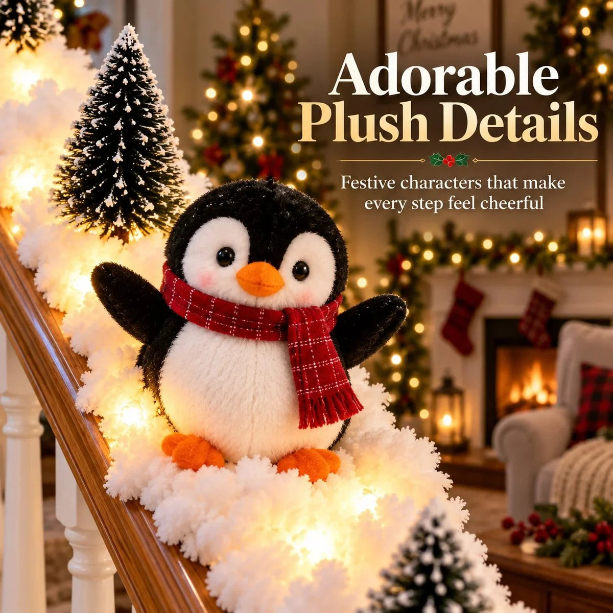 🔥Hot Sale 49% OFF🔥Playful Penguin Snowy Stair Railing Decor