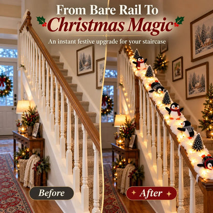 🔥Hot Sale 49% OFF🔥Playful Penguin Snowy Stair Railing Decor