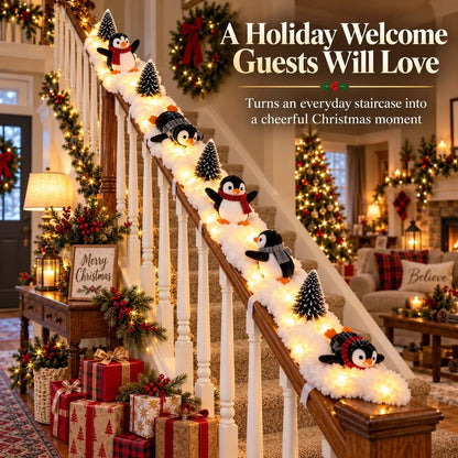 🔥Hot Sale 49% OFF🔥Playful Penguin Snowy Stair Railing Decor