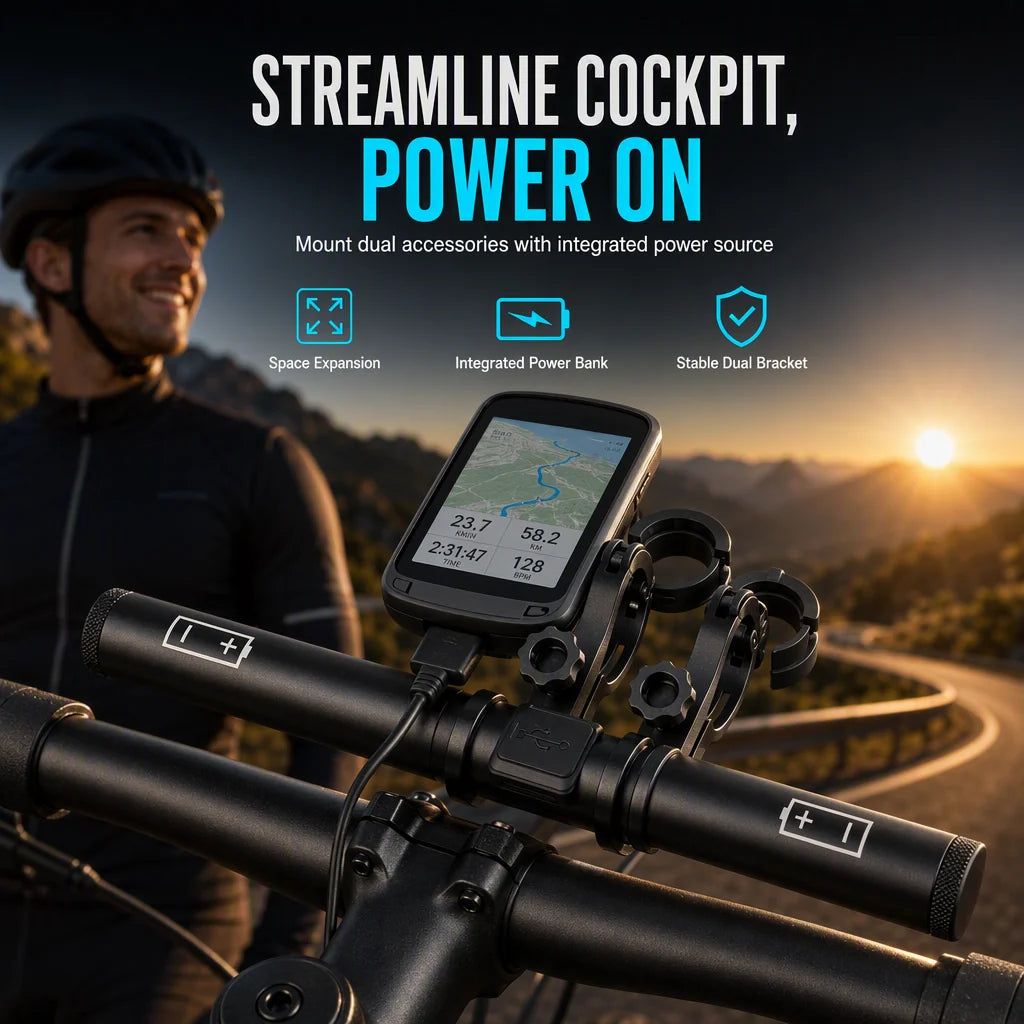 📢📢50% OFF !! ⏰ Bike Handlebar Extender – USB Power, Waterproof & Dual Mount – More Space, Cleaner Cockpit 🛡️