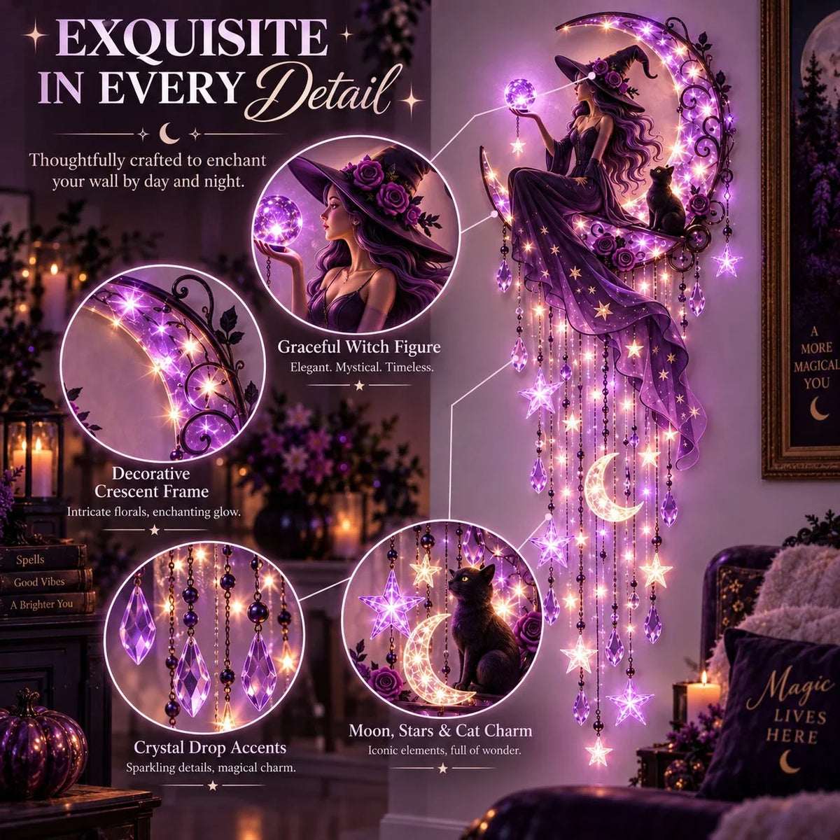 Witch Moon Starfall Wall Light detail