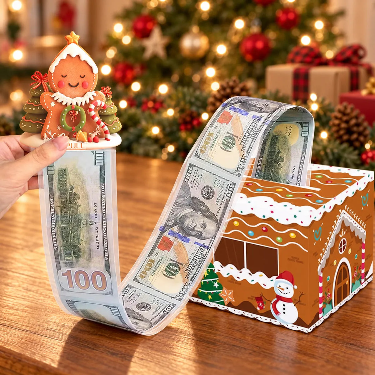 💵🎄 Christmas Money Pull Surprise Box 50 Fillable Pockets For Cash, Treats, Notes & More 🎁