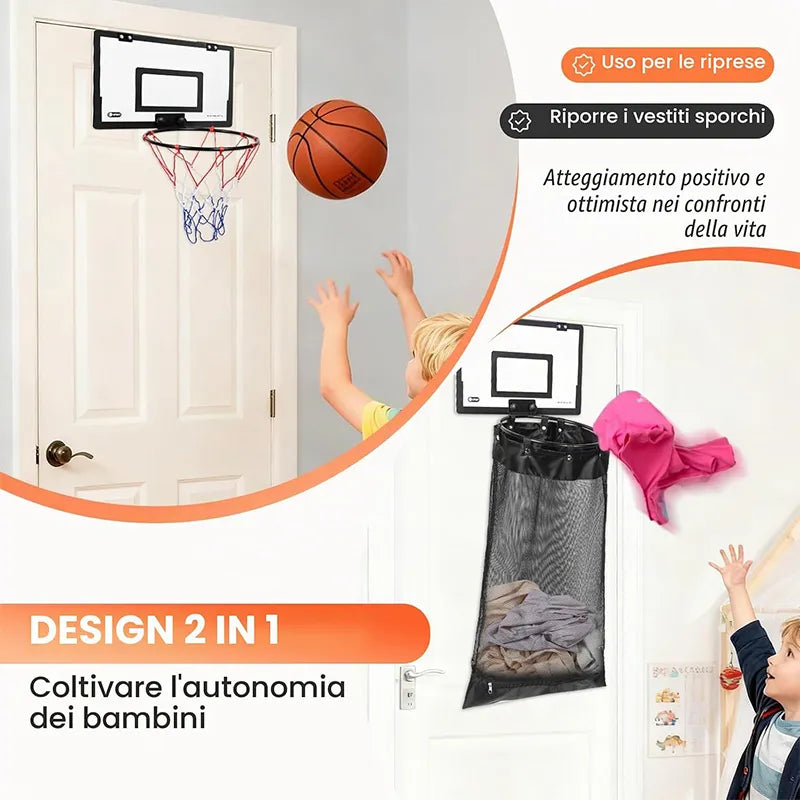 🏀 2-in-1 Door Hanging Laundry Basket With Basketball Hoop – Fun & Functional Storage!