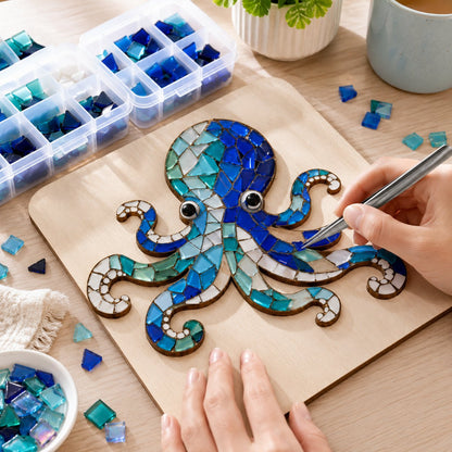 💙🌊 Octopus Mosaic Kit | Beginner-Friendly DIY Glass Craft with Step-by-Step Instructions