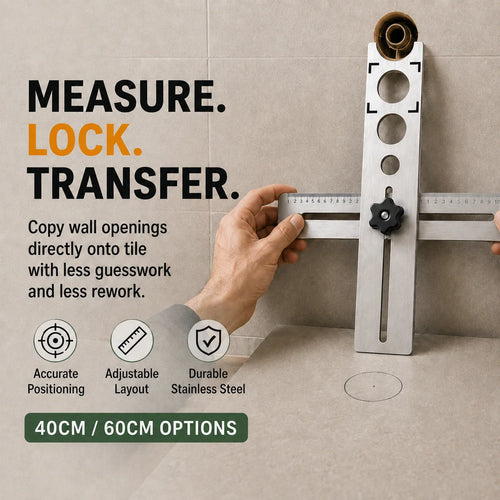 🛠️stainless Steel Tile Positioning Ruler – Adjustable Drill Guide & Measuring Tool For Ceramic, Marble & Wall Tile