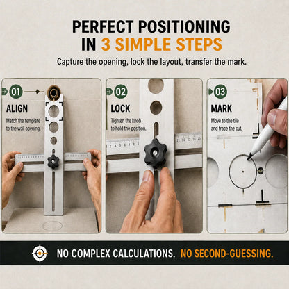 🛠️stainless Steel Tile Positioning Ruler – Adjustable Drill Guide & Measuring Tool For Ceramic, Marble & Wall Tile