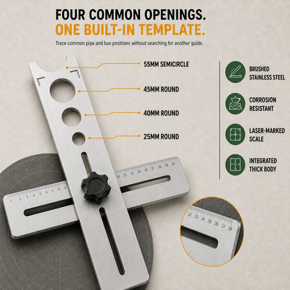 🛠️stainless Steel Tile Positioning Ruler – Adjustable Drill Guide & Measuring Tool For Ceramic, Marble & Wall Tile