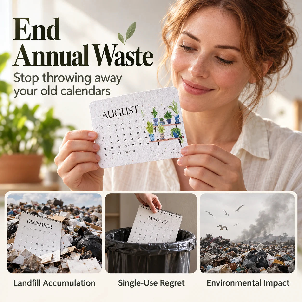 Plantable calendar as an alternative to discarded calendars