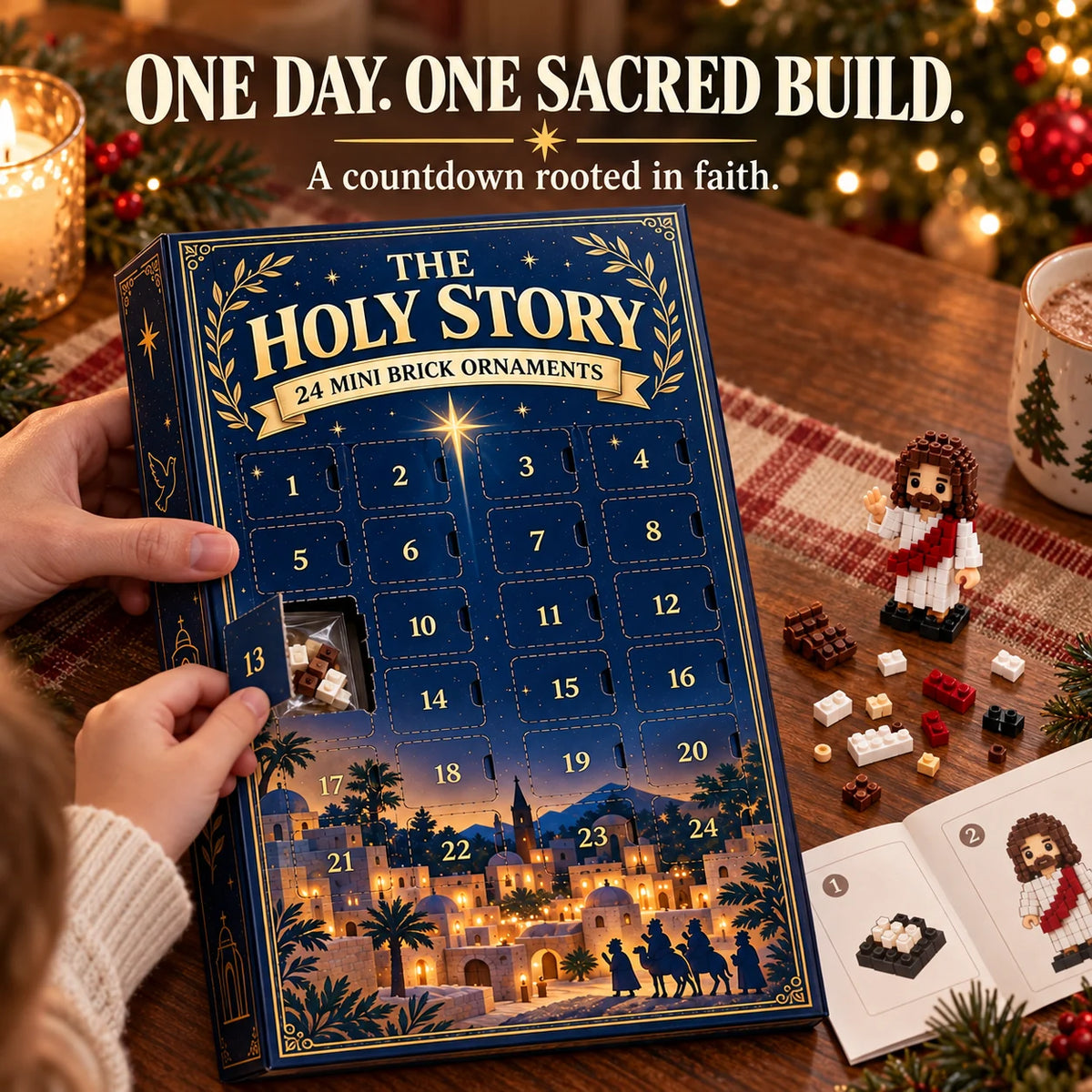 🔥Last Day 49% OFF ✨ The Holy Story 24-Day Mini Brick Ornament Advent Calendar