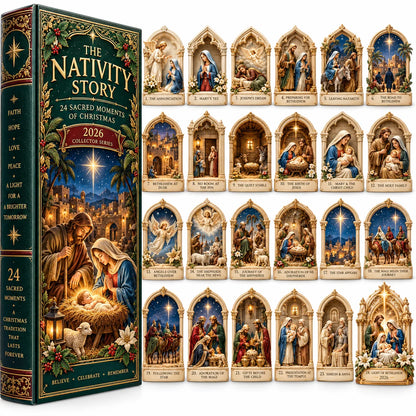 Nativity Story 2026 – 24 Sacred Moments Of Christmas Countdown Calendar With 24 Unique Nativity Miniatures, Christian Christmas Collectible Gift