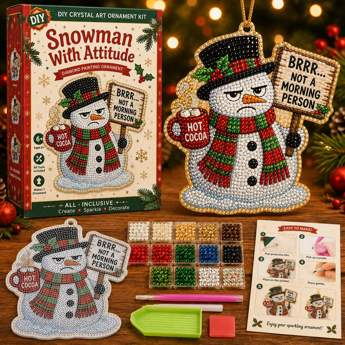 🎄 Funny Christmas Pearl Diamond Art Hanging Ornament Kit