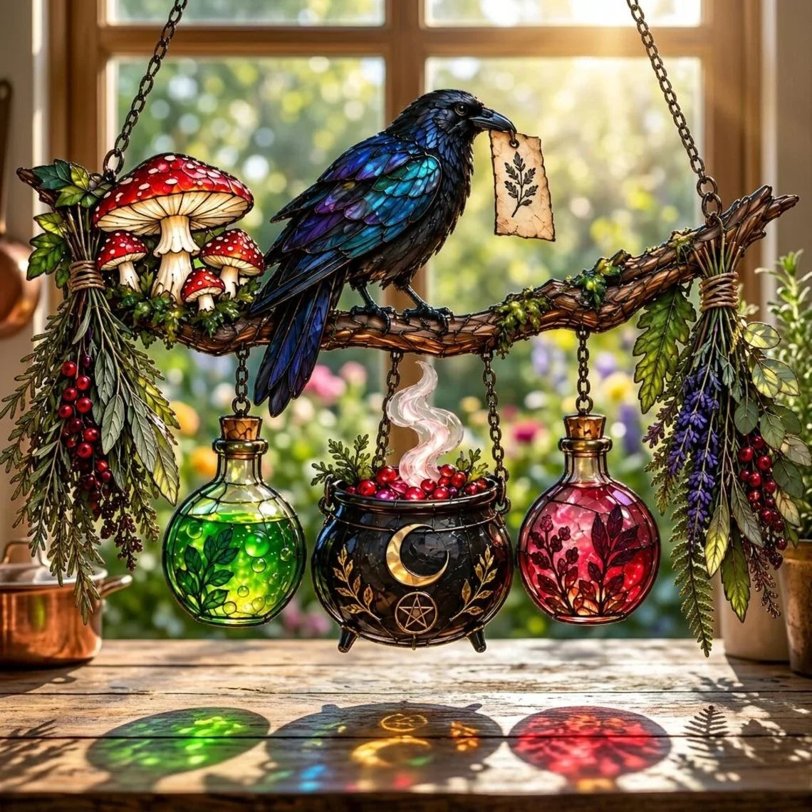 🖤 🐦‍⬛raven Witch Suncatcher