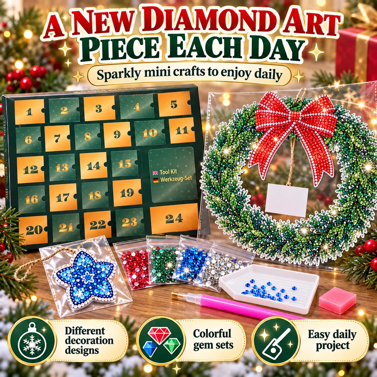 💎🎄 Diamond Art Advent Calendar — 24 Days of Sparkling DIY Christmas Surprises!