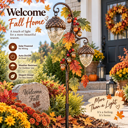 🔥 Last Day 49% Off-🍁 Autumn Acorn Glow™ – Solar Double Acorn Garden Stake Light