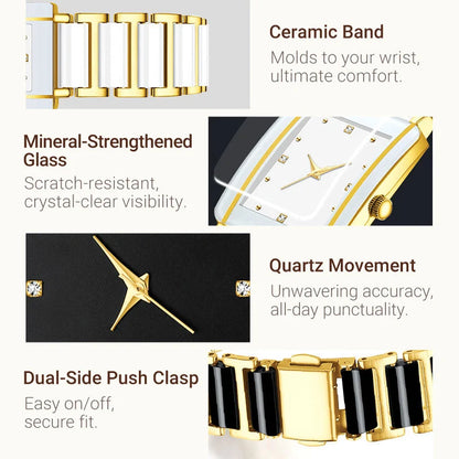 ⌚fashion Ceramic Square Quartz Watch