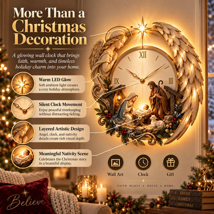 🎄⏰ LAST DAY 49% OFF ✨ Bethlehem Angel Nativity Glow Clock