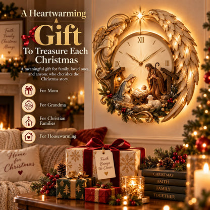 🎄⏰ LAST DAY 49% OFF ✨ Bethlehem Angel Nativity Glow Clock