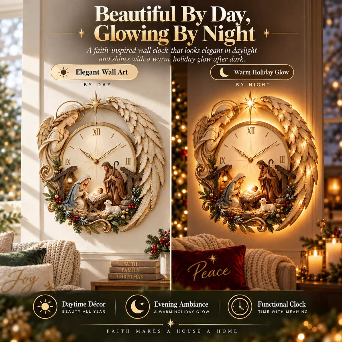 🎄⏰ LAST DAY 49% OFF ✨ Bethlehem Angel Nativity Glow Clock