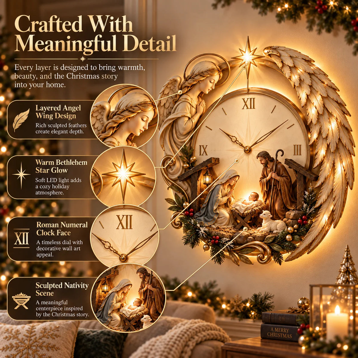 🎄⏰ LAST DAY 49% OFF ✨ Bethlehem Angel Nativity Glow Clock