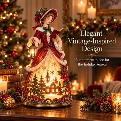 🎄 Victorian Christmas Caroler Lady Lamp – Lighted Holiday Tabletop Decor