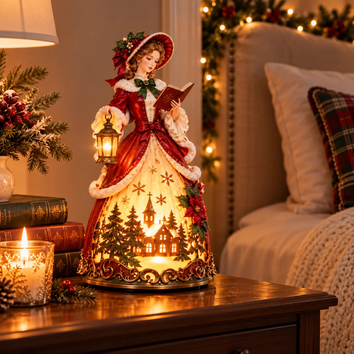 🎄 Victorian Christmas Caroler Lady Lamp – Lighted Holiday Tabletop Decor