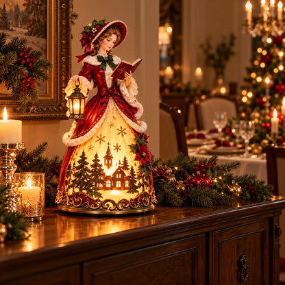 🎄 Victorian Christmas Caroler Lady Lamp – Lighted Holiday Tabletop Decor
