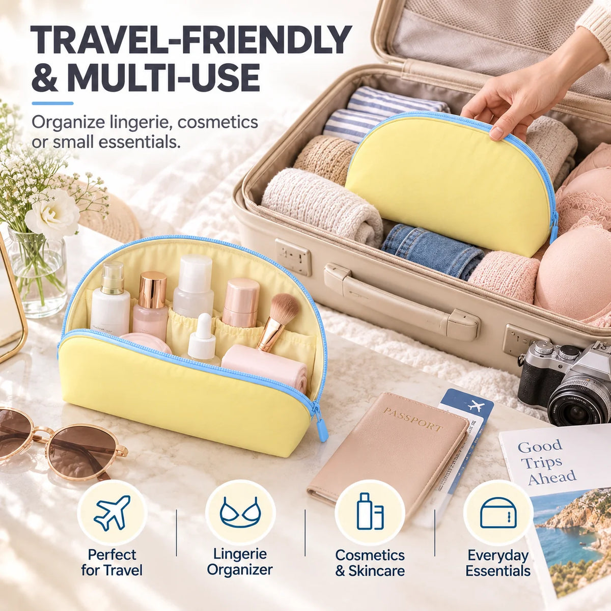 3-in-1 Waterproof Portable Travel Underwear Organizer Bag