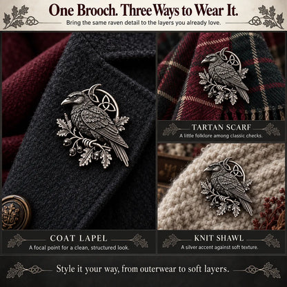 🐦‍⬛ Gothic Celtic Raven Brooch – Dark Academia Statement Pin