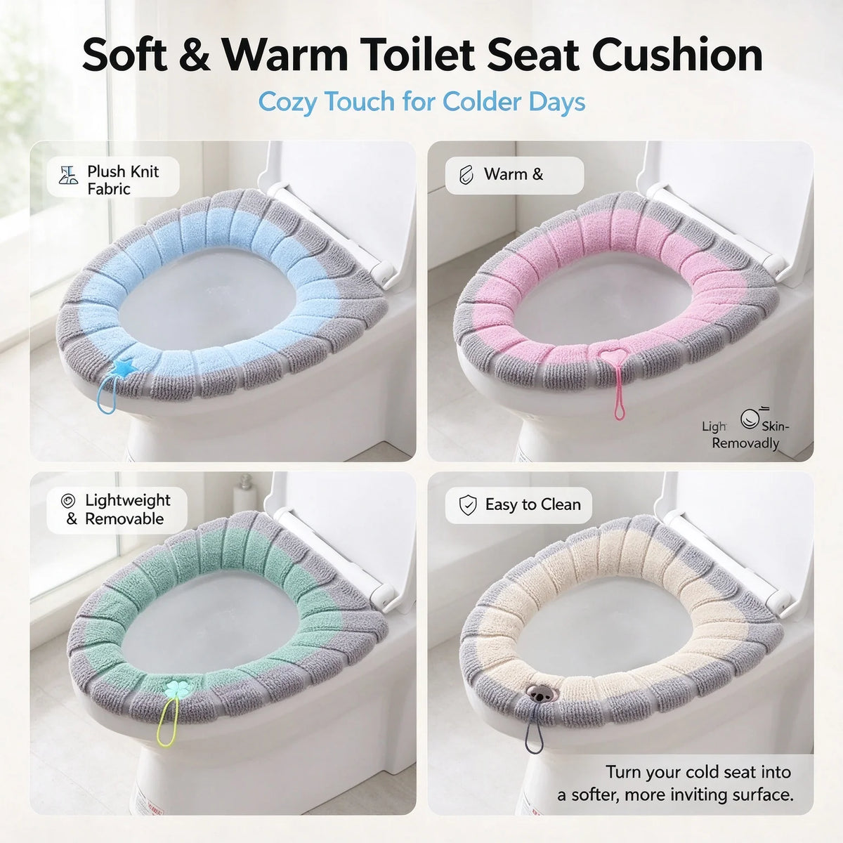 🚽lightweight Washable Soft Toilet Seat Cushion