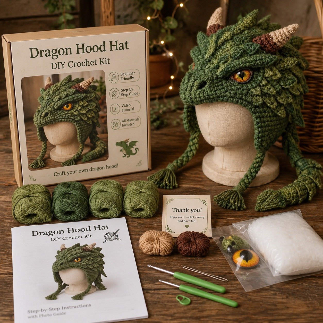 🔥LAST DAY 49% OFF - 🧵Fantasy Hood Hat DIY Crochet Kit – Create Your Own Magical Wearable Character Hat