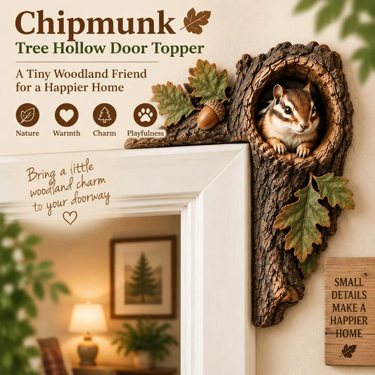 🎅🐿️Chipmunk Tree Hollow Door Topper | Woodland Animal Doorway Decor For Cozy Nature Homes